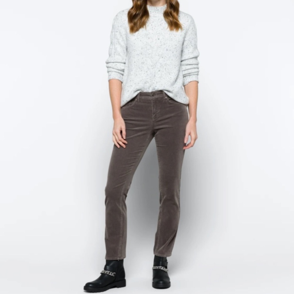 NYDJ Sheri Slim Fit Cords Corduroy Gray Grey Size 2 Straight Leg Pants